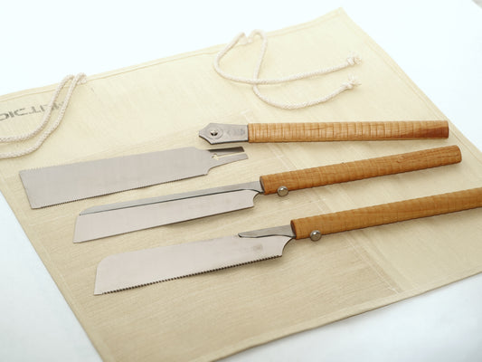 DICTUM japāņu zāģu komplekts, 3 zāģi, ar koka rokturiem