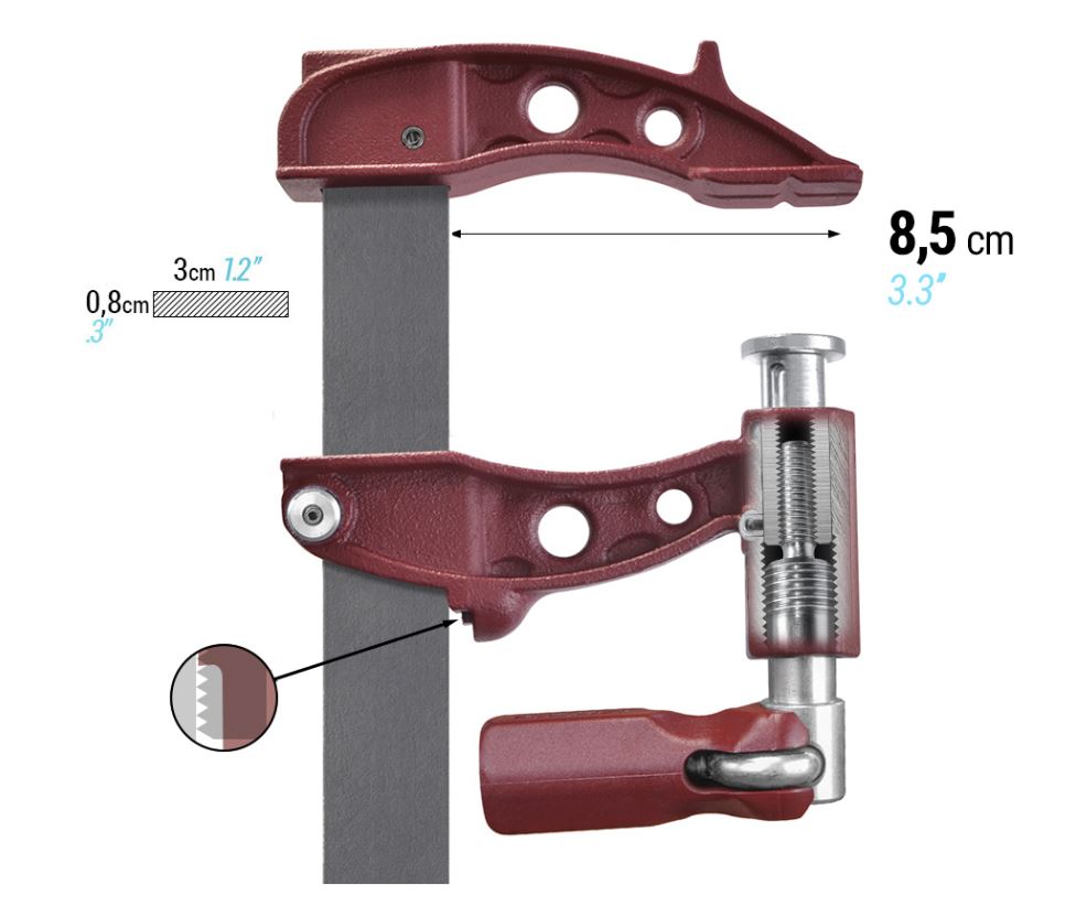 Spīles PIHER Maxipress E 20cm, žokļu dziļums 8.5cm